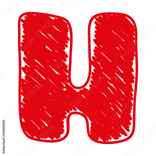 The letter H of the English alphabet. A children's alphabet with hand-drawn letters. The ABC. For educational banners, kindergartens, and book covers
