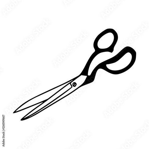 a black and white drawing of a scissors 