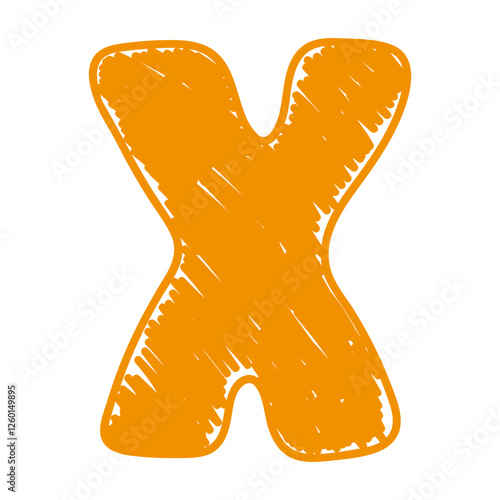 The letter X of the English alphabet. A children's alphabet with hand-drawn letters. The ABC. For educational banners, kindergartens, and book covers