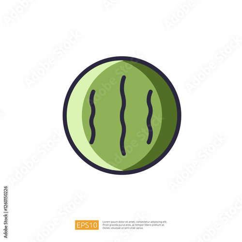 Water Melon Fruit and Healthy Food. Simple Minimalist Vector Flat Outline. Fresh Fruit Illustration Icon