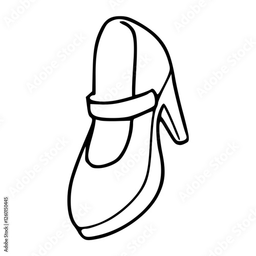 a black and white drawing of a fashionable footwear in outline style for coloring pages