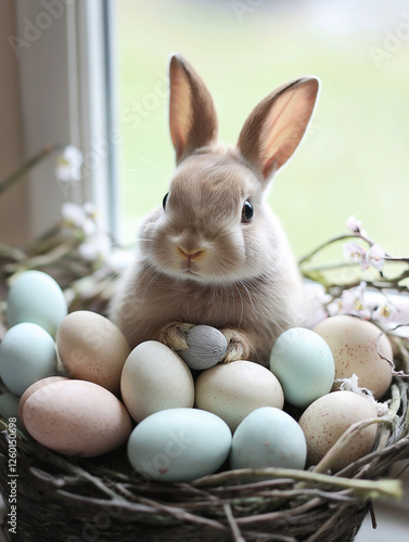 Easter bunny and eggs