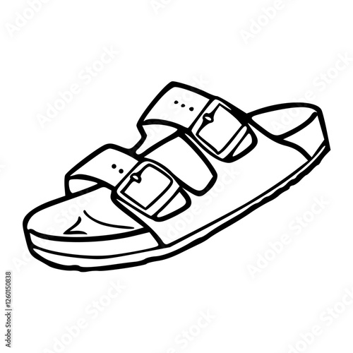 a black and white drawing of a fashionable footwear in outline style for coloring pages