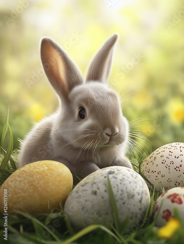 Easter bunny and eggs