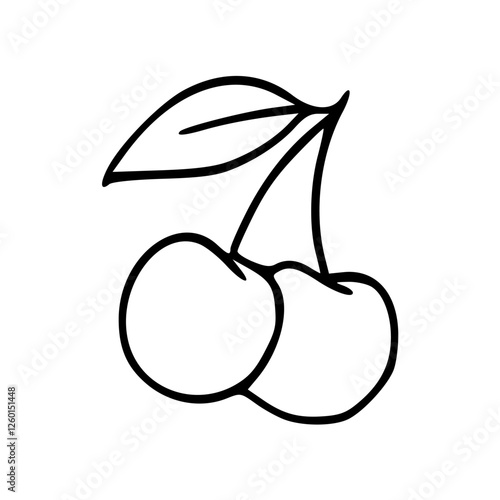 a black and white drawing of a cherry icon