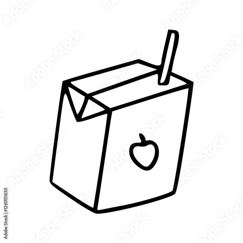 a black and white drawing of a strawberry milk icon