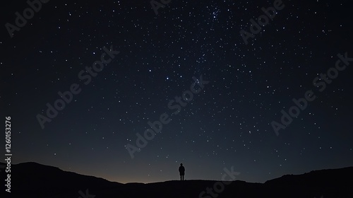 A Solitary Figure Gazes at a Starlit Night Sky