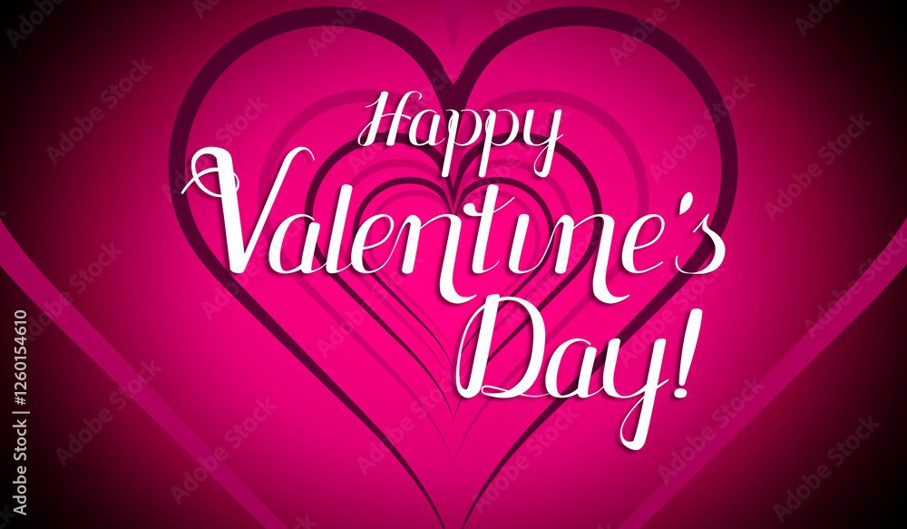 Happy Valentines Day - card with hearts and pink background - 3D illustration