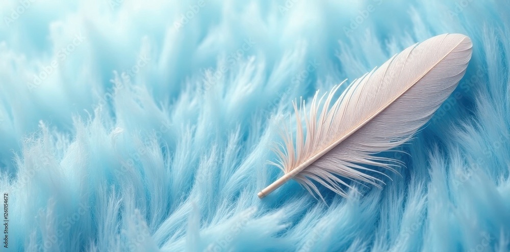 Naklejka premium Delicate gray and white feather pattern on baby blue Wooly texture, cool color palette background , gray, light, elegant