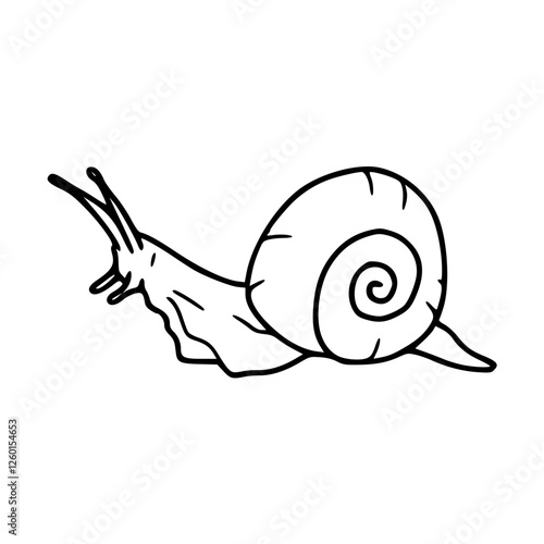a line art drawing of a snail for coloring pages