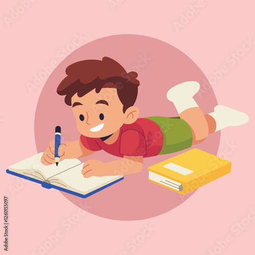 Flat Vector Kids Study Illustration