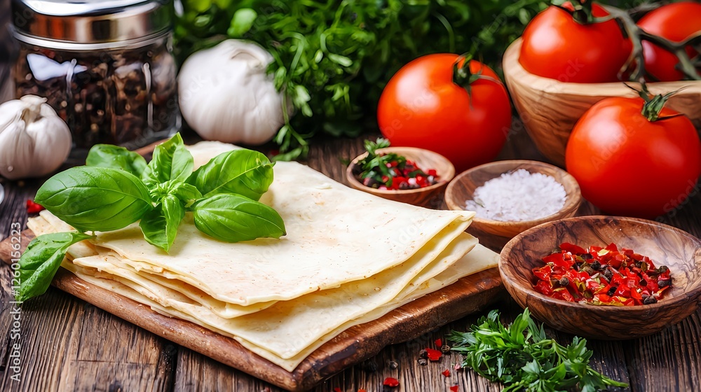Fresh Ingredients for Homemade Pasta and Italian Cuisine Preparation Fresh Ingredients for Homemade Pasta and Italian Cuisine Preparation