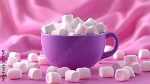 Chewing Marshmallows with Hand in Front View