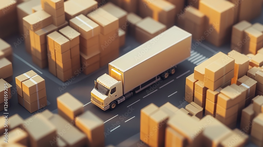 Miniature style containers and freight trucks Miniature style containers and freight trucks