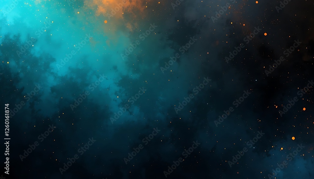 Obraz premium Stunning Deep Space Nebula with Glowing Orange and Blue Cosmic Dust and Stars