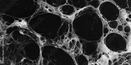 Mottled grayscale texture with sharp distinct edges and dark shadows over a black background