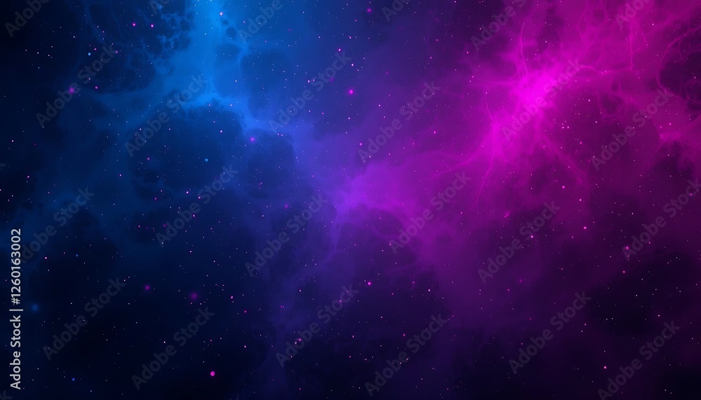 Naklejka premium Stunning Cosmic Nebula: Vibrant Purple and Blue Galaxy Space Background