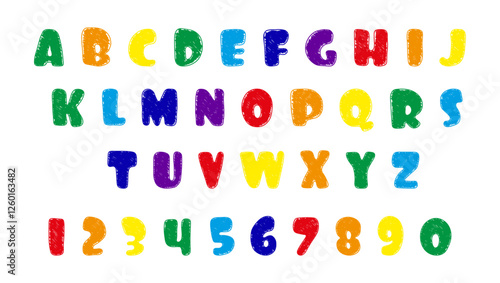 Alphabet doodles. A children's alphabet with hand-drawn letters. The ABC. For educational banners, kindergarten, and book covers
