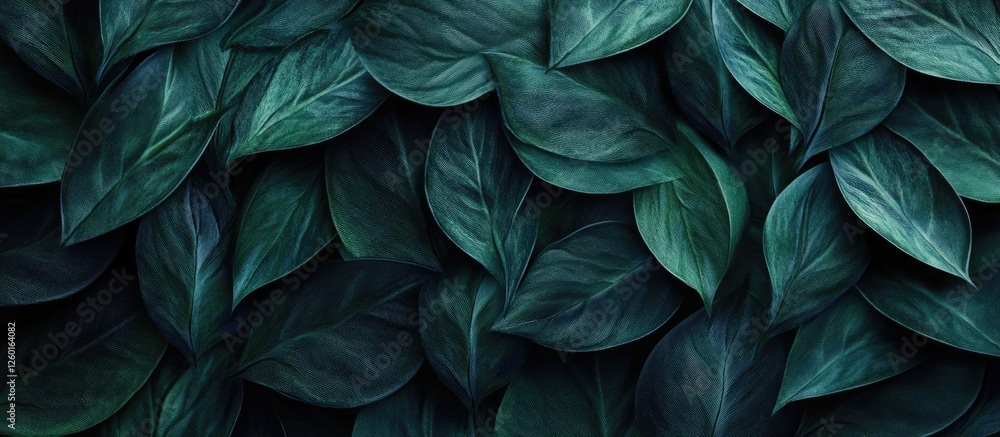 Dark green leaf wall texture with varying shades of emerald and teal, densely packed with lush foliage, creating a rich natural background effect. Dark green leaf wall texture with varying shades of emerald and teal, densely packed with lush foliage, creating a rich natural background effect.