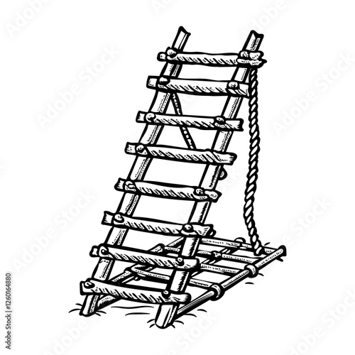 A sketchy style icon of rope ladder