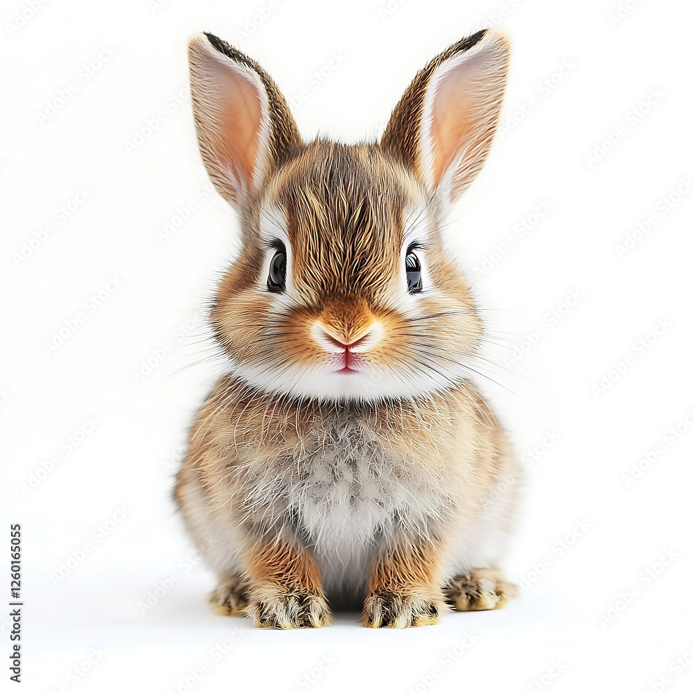 Obraz premium Cute bunny rabbit, white background, studio shot, Easter (1)