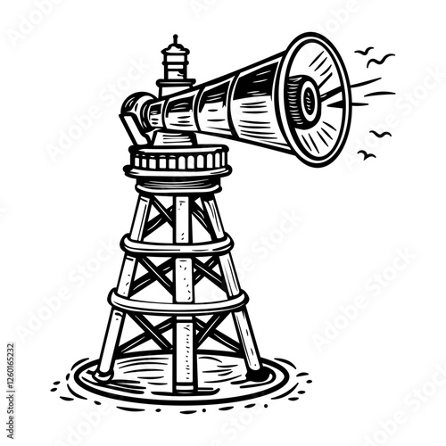 A vintage style icon of a ship foghorn