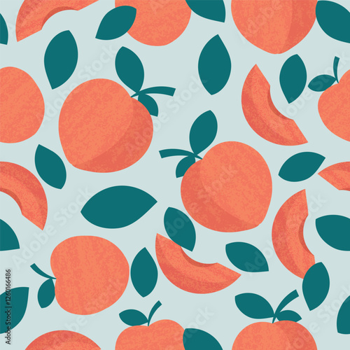 peach fruit seamless pattern