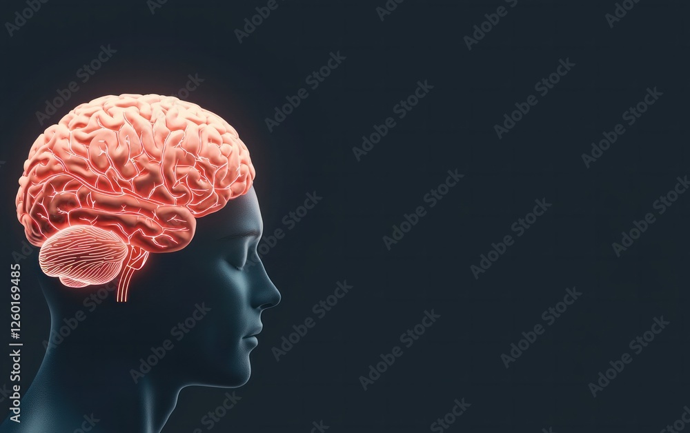 Obraz premium Exploring Brain Functionality and Neural Connectivity in a Digital Art Representation