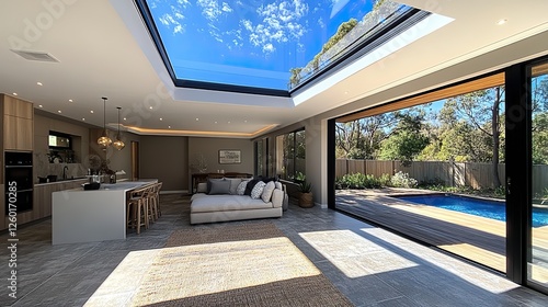 new skylight with roller shutter up clos
