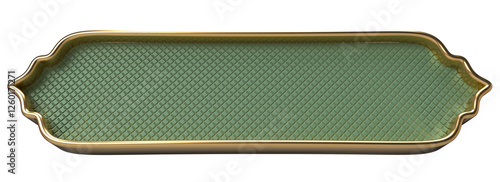 Elegant Green and Gold Decorative Tray - Blank Template for Design