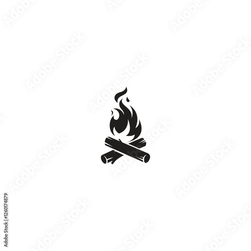 Black White Campfire Vector design