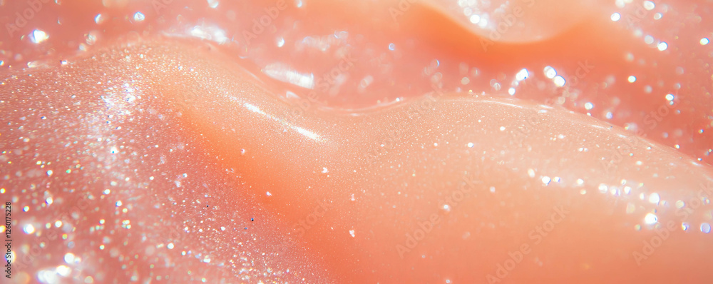 Fototapeta premium Elegant rose beige gel with shimmering texture and fine particles for cosmetic use