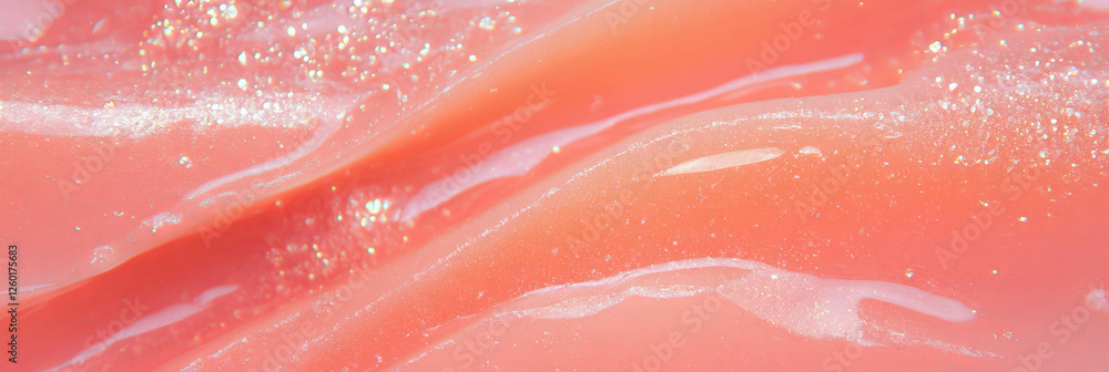 Shimmering pink gel with a viscous texture and deep sparkling color flowing elegantly Shimmering pink gel with a viscous texture and deep sparkling color flowing elegantly