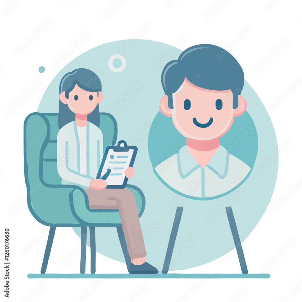 Woman Therapist Counseling Male Patient Illustration Woman Therapist Counseling Male Patient Illustration
