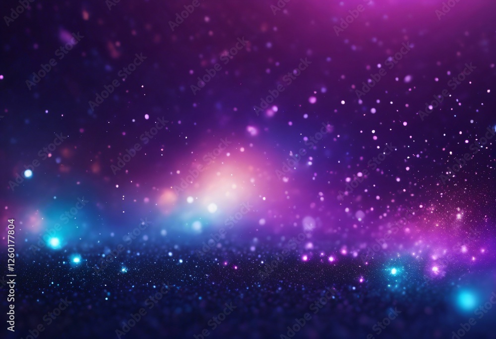 Fototapeta premium Cosmic-inspired gradient with deep purples, blues, and glowing star-like particles, high-resolution 