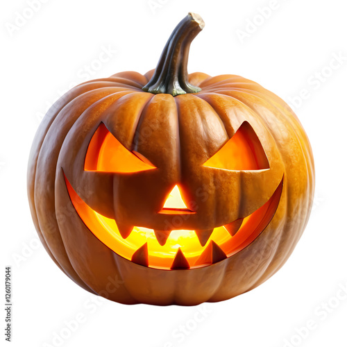 Spooky halloween jack o lantern pumpkin glowing dark night scary festive on transparent background