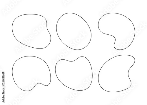 Liquid blob shapes, vector organic irregular empty random forms, fluid silhouette, simple smooth ink stain. Hollow thin figures. Highlight for social media stories