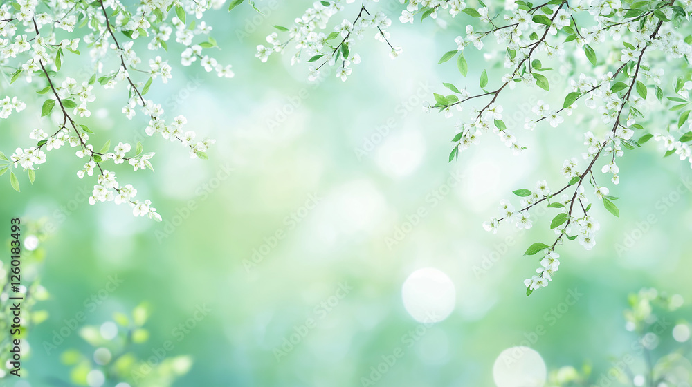 Spring Blossom Frame: Delicate cherry blossoms frame a soft, green-hued background, creating a serene and idyllic springtime scene. Perfect for adding a touch of natural elegance to your designs. Spring Blossom Frame: Delicate cherry blossoms frame a soft, green-hued background, creating a serene and idyllic springtime scene. Perfect for adding a touch of natural elegance to your designs.