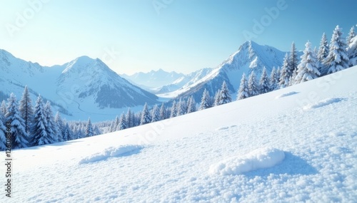 Wallpaper Mural Gentle slope, pristine white snow, small drifts , ridge, dune Torontodigital.ca
