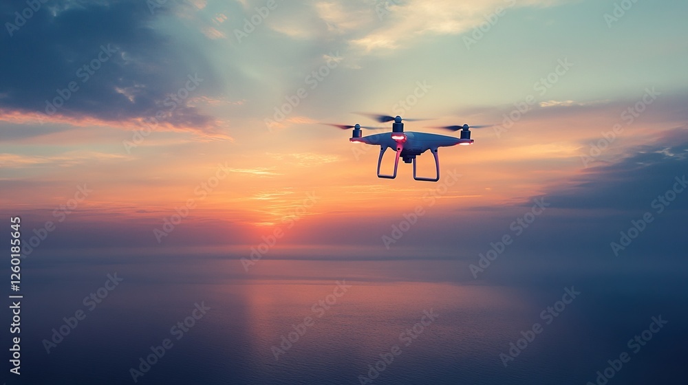Drone aircraft aerial photography over the sea Drone aircraft aerial photography over the sea