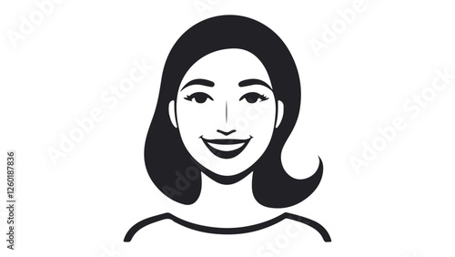 portrait of a girl with smile on face simple vector shape illustration