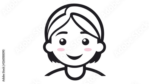 girl face vector illustration with pink cheeks 