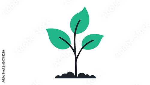 green plant with roots vector illustration, simple plant vector illustration