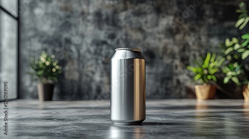 premium empty standing matte aluminum metal canister for soda energy drinks and energy drinks regular size 330 ml 11 2 oz isolated front view mockup design templat photo