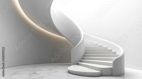 realistic white spiral staircase ascending white background with an isolated staircase template ascent stairway for external or internal architecture 3d vector illustratio