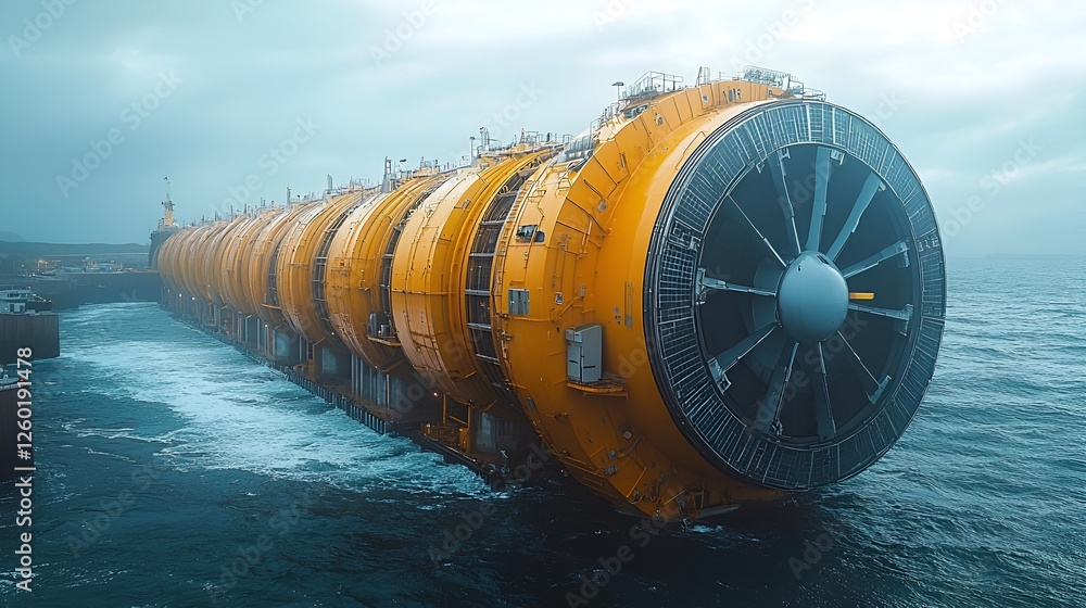 Ocean-going power generator, stormy sea background, industrial transport Ocean-going power generator, stormy sea background, industrial transport