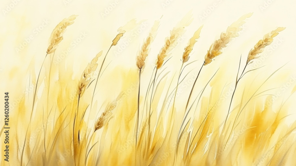 Soft Yellow Watercolor Meadow Grasses Background, Hand Painted Texture, Vintage Romantic Design Soft Yellow Watercolor Meadow Grasses Background, Hand Painted Texture, Vintage Romantic Design