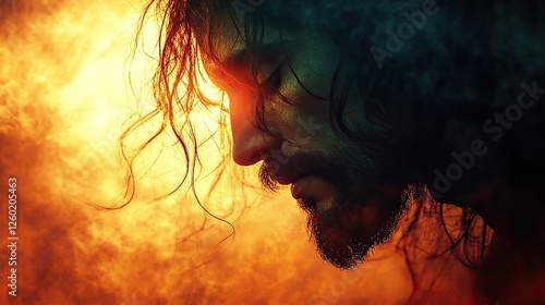 silhouette of jesus with blurred textured atmosphere