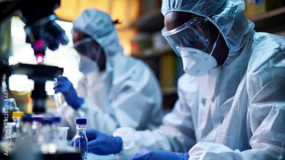 Scientists conduct experiments in a high-tech laboratory environment. Scientists conduct experiments in a high-tech laboratory environment.