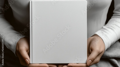 Showcasing a Blank Book Cover Held by a Person photo